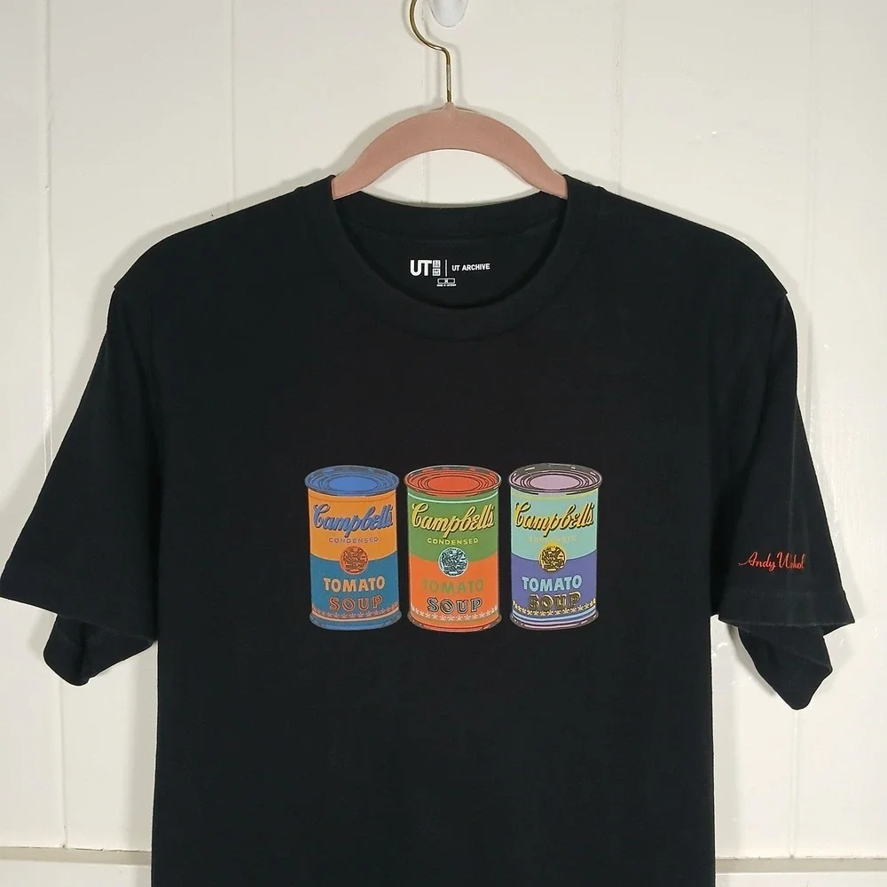 Uniqlo UT Archive Andy Warhol Campbells Soup Graphic T-Shirt Black‎ Mens Medium